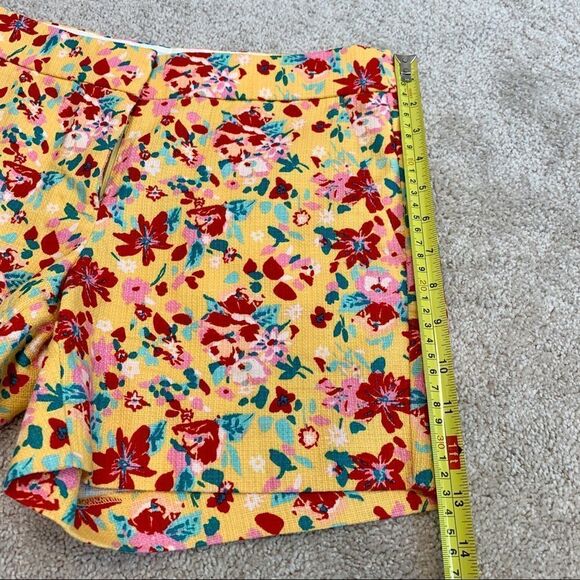 J.CREW yellow floral flower tropical cargo shorts pockets Sz 0 NWOT - Picture 9 of 11